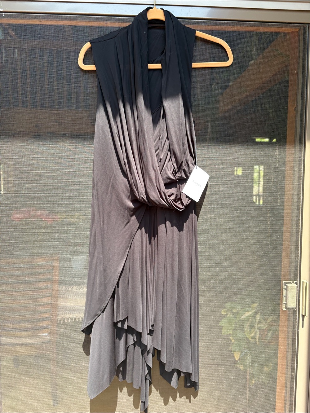 Balmain Draped Asymmetrical Black Women's Dress